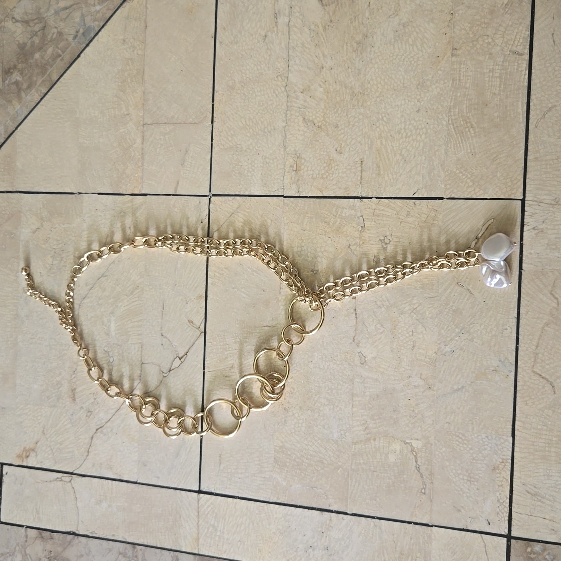 Eloquii Goldtone Pearl Lariat Necklace
